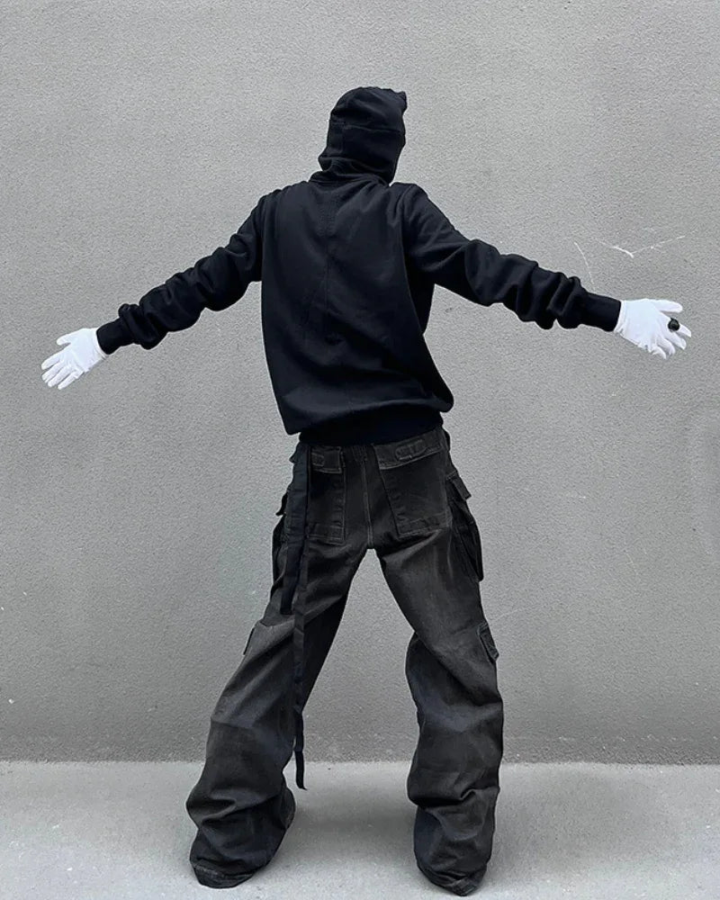Edgy Cut-Out Zip Hoodie -  streetwear fashion - Edgy Cut-Out Zip Hoodie for Comfortable Style