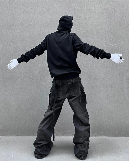 Edgy Cut-Out Zip Hoodie -  streetwear fashion - Edgy Cut-Out Zip Hoodie for Comfortable Style