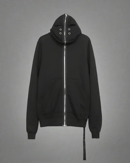 Edgy Cut-Out Zip Hoodie -  techwear - Edgy Cut-Out Zip Hoodie for Comfortable Style