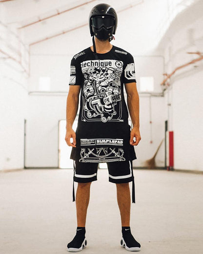 Edgy Cyberpunk Rocker Shorts -  black punk fashion - Edgy Cyberpunk Rocker Shorts for Bold Style