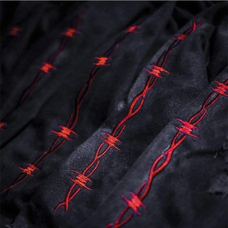 Edgy Horned Denim Jacket -  streetwear - Edgy Horned Denim Jacket for Unique Street Style