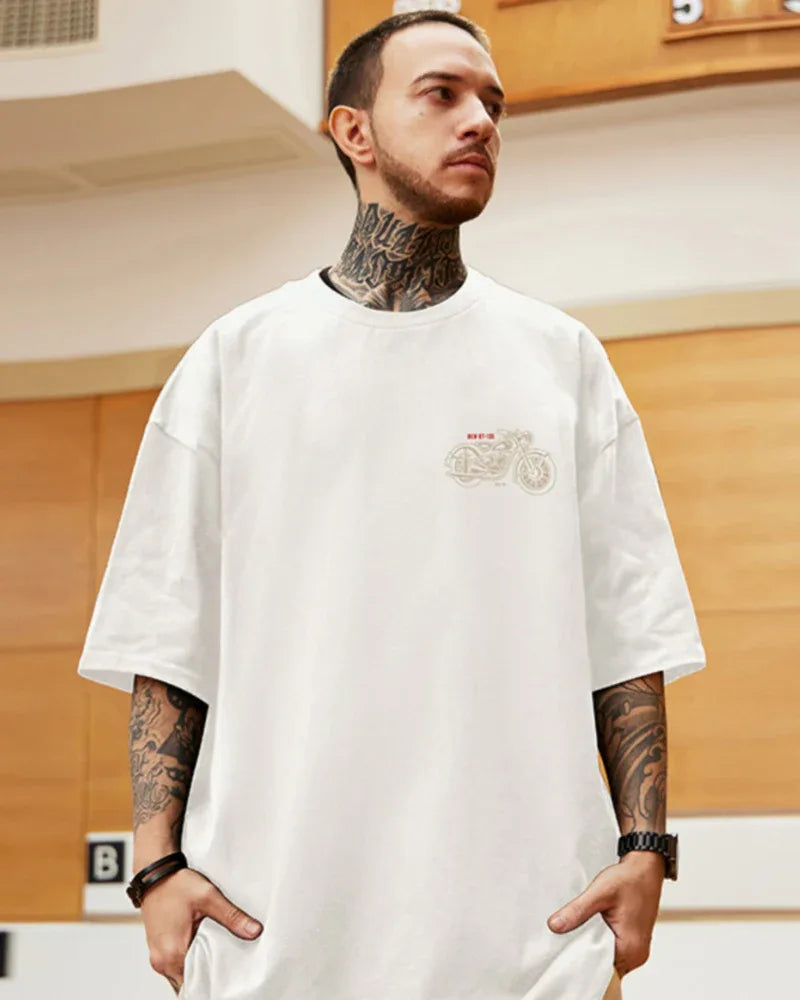 Edgy Oversized Biker Tee - stylish urban techwear - Urban Edgy Oversized Biker Tee for Daily Style