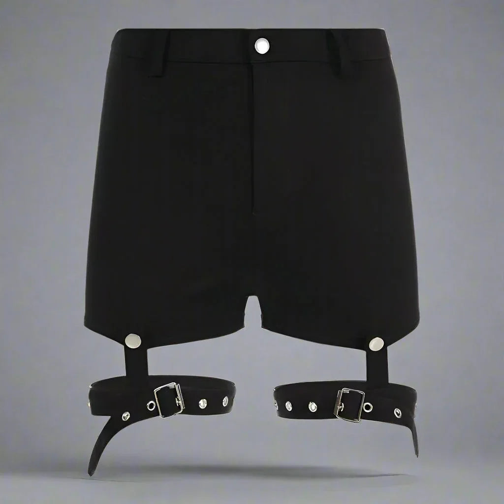Edgy Ring Detail Shorts - cargo shorts - Stylish Edgy Ring Detail Cargo Shorts for Women
