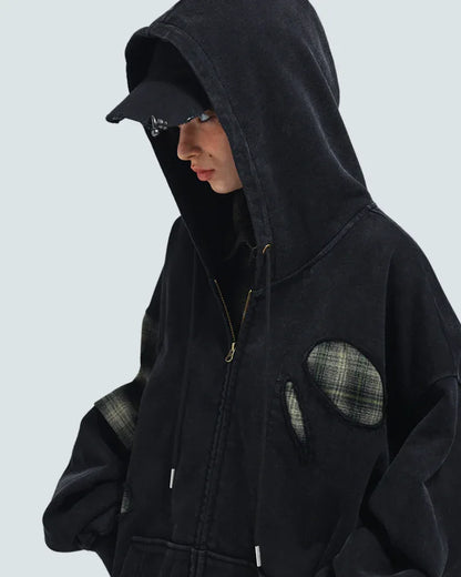 Edgy Ripped Hoodie Set -  ripped hoodie - Edgy Ripped Hoodie Set for Modern Street Style