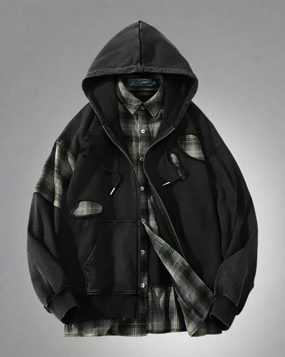 Edgy Ripped Hoodie Set - techwear hoodie - Edgy Ripped Hoodie Set for Modern Street Style
