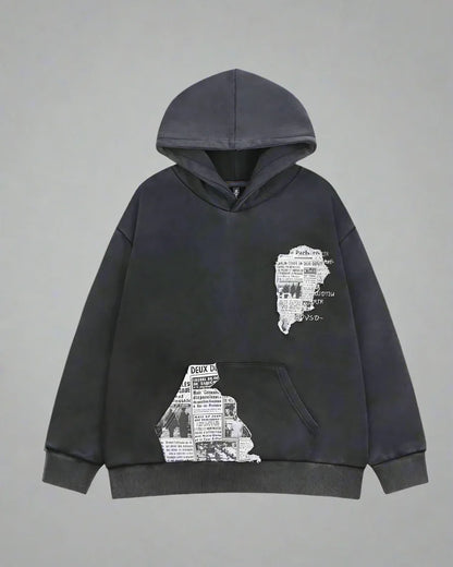 “Edgy Skull Graphic Hoodie” - comfortable urban hoodie - Trendy Skull Graphic Hoodie for Modern Style