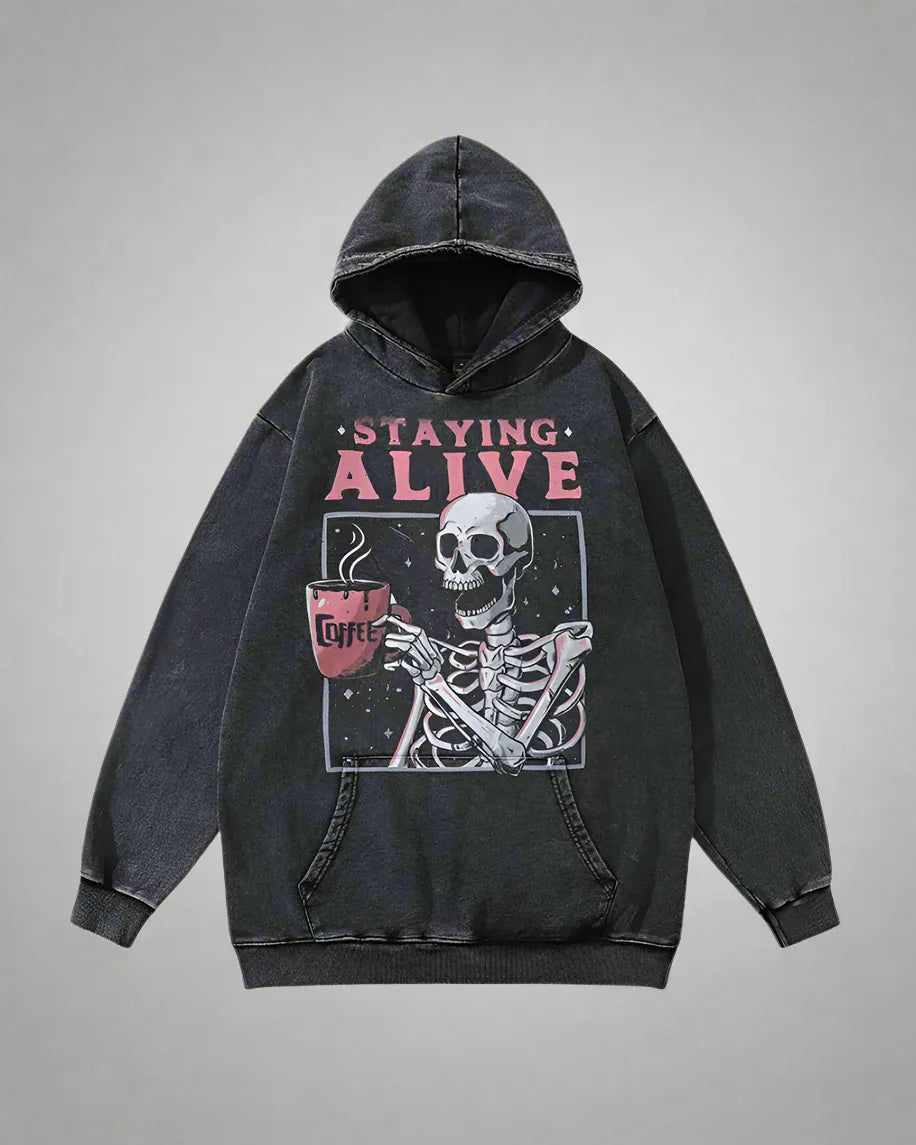 “Edgy Skull Graphic Hoodie” -  skull graphic design - Trendy Skull Graphic Hoodie for Modern Style