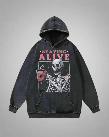 “Edgy Skull Graphic Hoodie” -  skull graphic design - Trendy Skull Graphic Hoodie for Modern Style