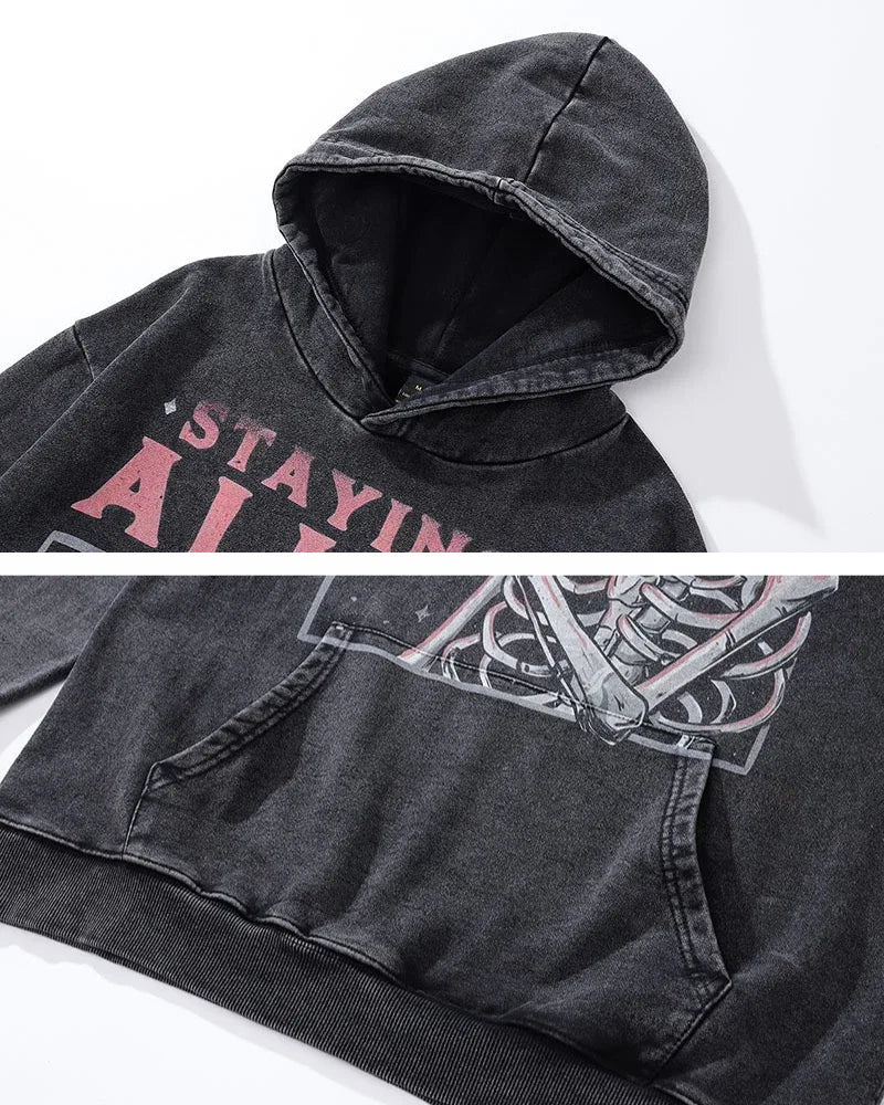 “Edgy Skull Graphic Hoodie” -  techwear - Trendy Skull Graphic Hoodie for Modern Style