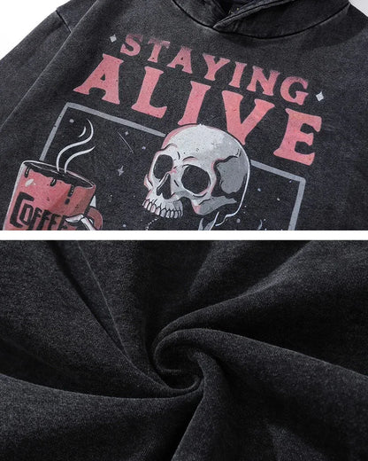 “Edgy Skull Graphic Hoodie” -  techwear hoodie - Trendy Skull Graphic Hoodie for Modern Style