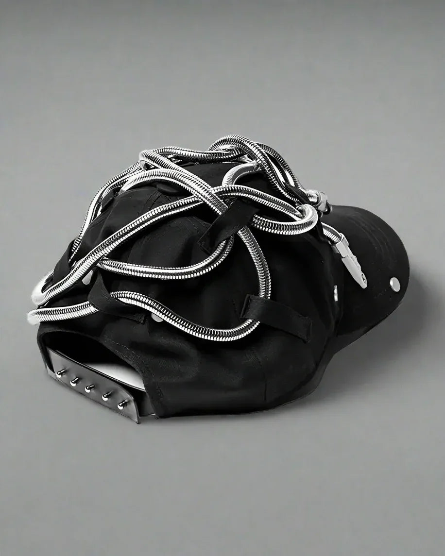 Edgy Snake Chain Cap -  punk style cap - Edgy Snake Chain Cap for a Unique Look