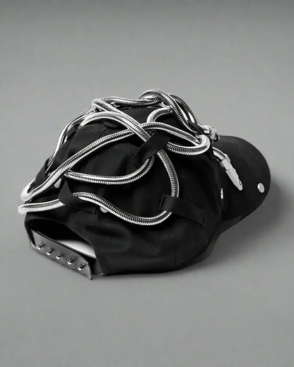 Edgy Snake Chain Cap -  punk style cap - Edgy Snake Chain Cap for a Unique Look