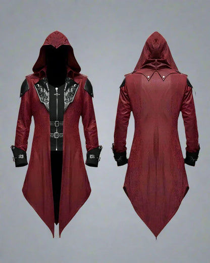 Edgy Unisex Gothic Long Coat -  cosplay long coat - Gothic Unisex Long Coat with Unique Embroidery