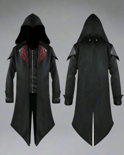 Edgy Unisex Gothic Long Coat - gothic style coat - Gothic Unisex Long Coat with Unique Embroidery