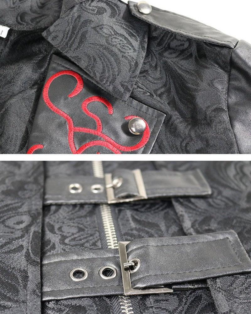 Edgy Unisex Gothic Long Coat -  renaissance-themed coat - Gothic Unisex Long Coat with Unique Embroidery