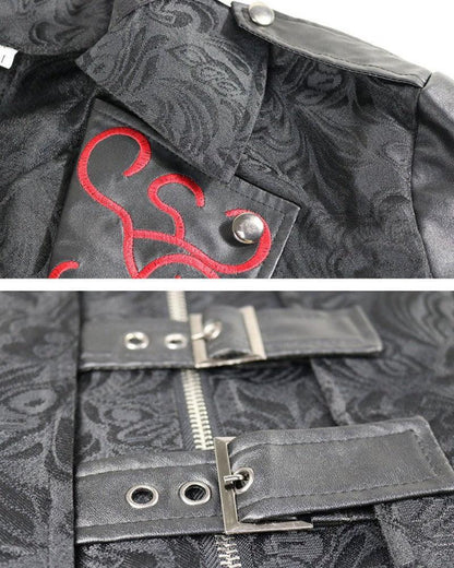 Edgy Unisex Gothic Long Coat -  renaissance-themed coat - Gothic Unisex Long Coat with Unique Embroidery
