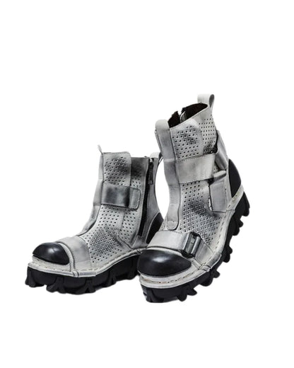 Edgy Unisex Retro Platform Boots -  stylish workwear boots - Unisex Retro Platform Boots with Unique Style