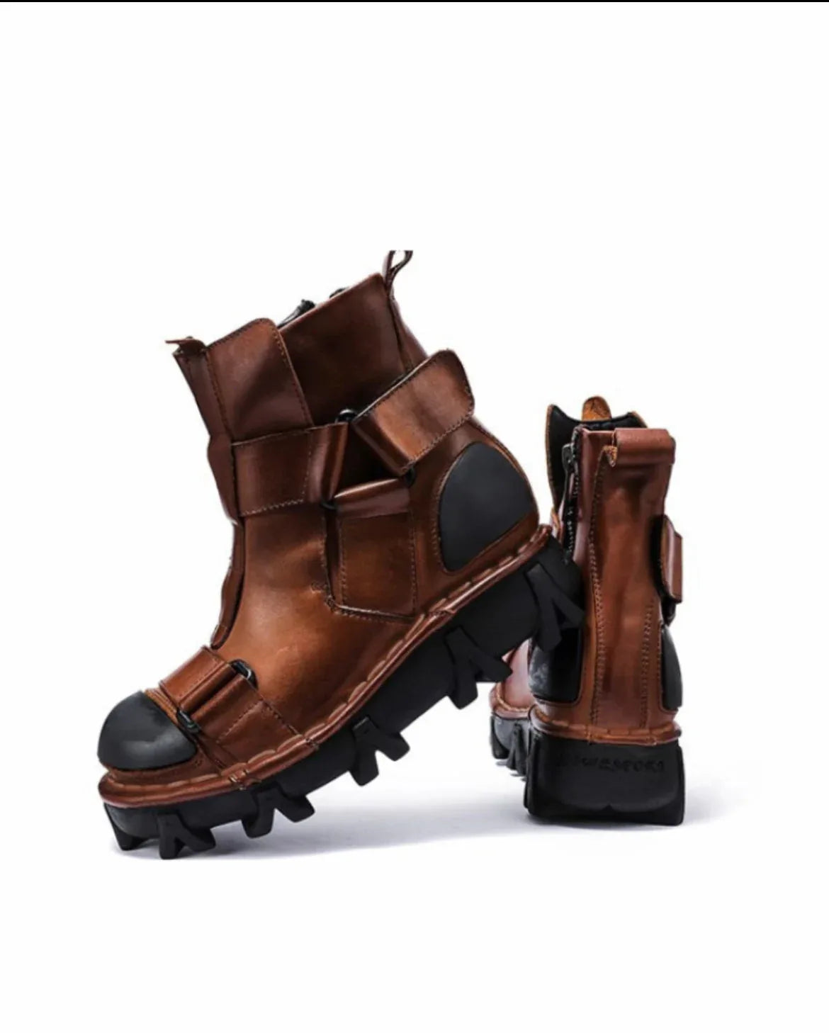 Edgy Unisex Retro Platform Boots -  motorcycle boots - Unisex Retro Platform Boots with Unique Style