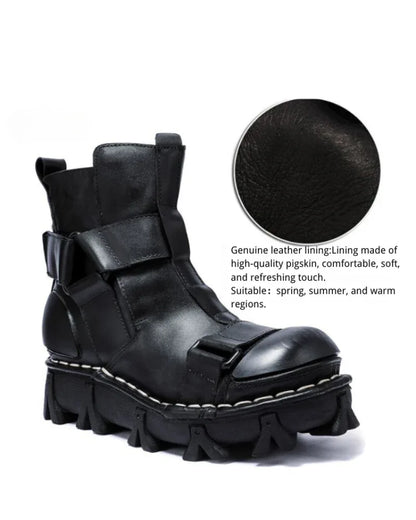 Edgy Unisex Retro Platform Boots -  workwear boots - Unisex Retro Platform Boots with Unique Style