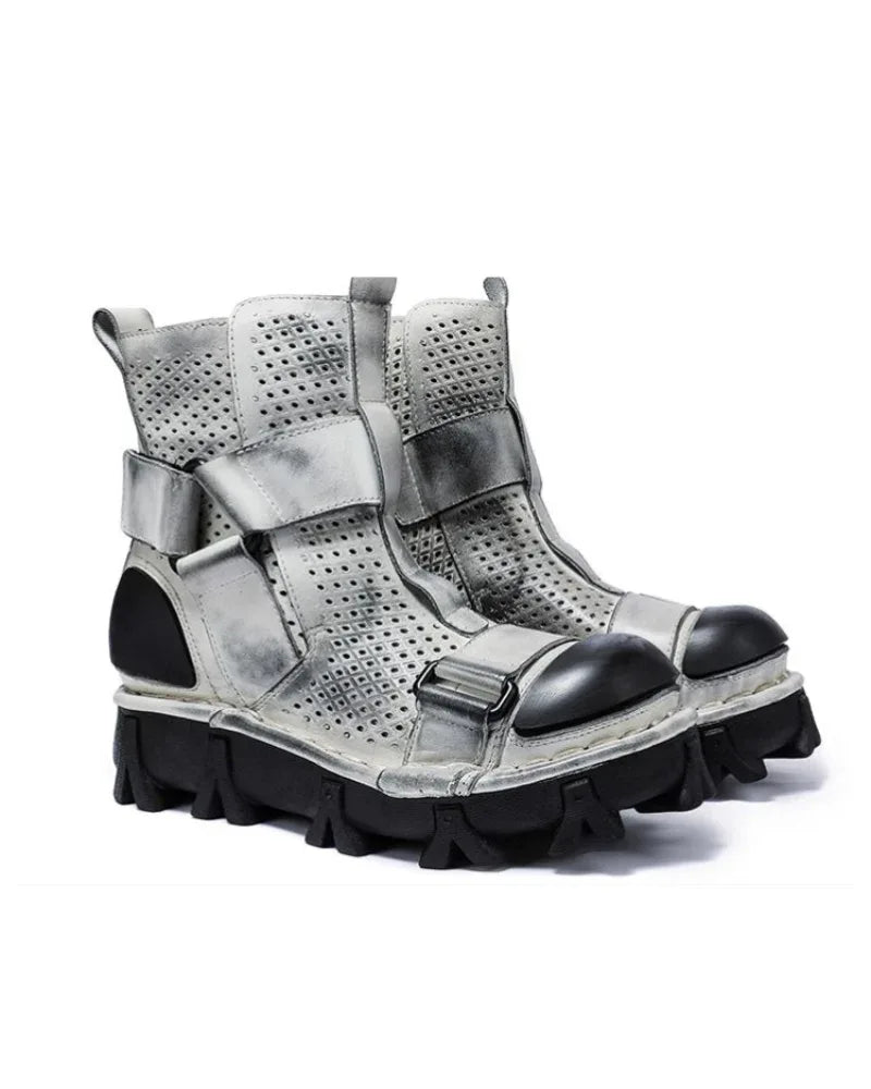Edgy Unisex Retro Platform Boots - unisex boots - Unisex Retro Platform Boots with Unique Style