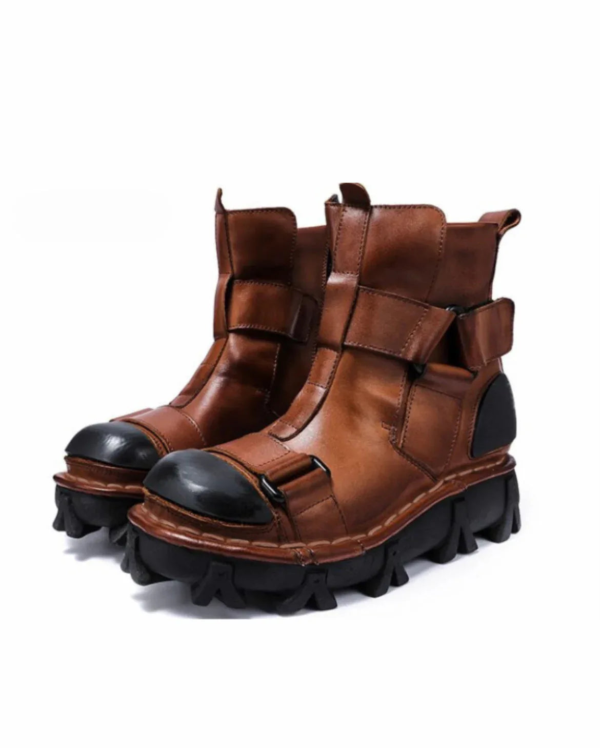Edgy Unisex Retro Platform Boots -  stylish workwear boots - Unisex Retro Platform Boots with Unique Style