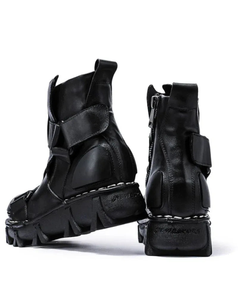 Edgy Unisex Retro Platform Boots -  combat boots for outdoor - Unisex Retro Platform Boots with Unique Style