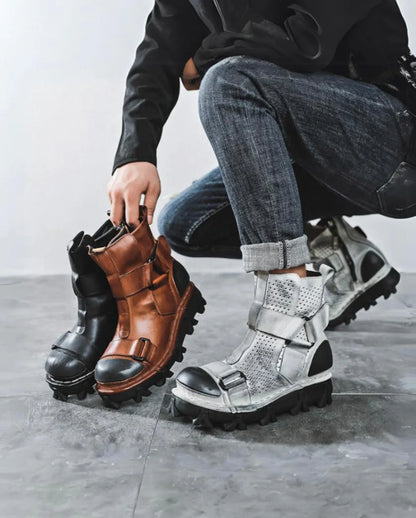 Edgy Unisex Retro Platform Boots - unisex boots - Unisex Retro Platform Boots with Unique Style
