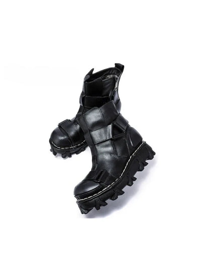 Edgy Unisex Retro Platform Boots -  motorcycle boots - Unisex Retro Platform Boots with Unique Style