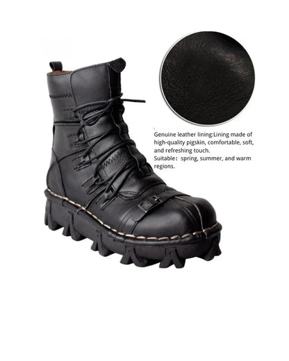 Edgy Unisex Techwear Riding Boots -  stylish unisex riding boots - Unisex Skull Punk Motorcycle Riding Boots
