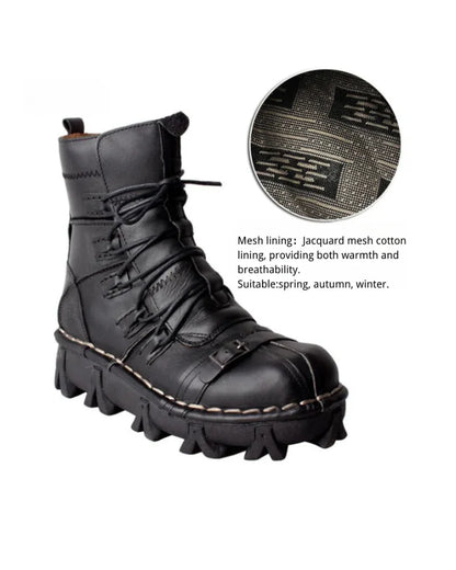 Edgy Unisex Techwear Riding Boots -  unisex boots - Unisex Skull Punk Motorcycle Riding Boots