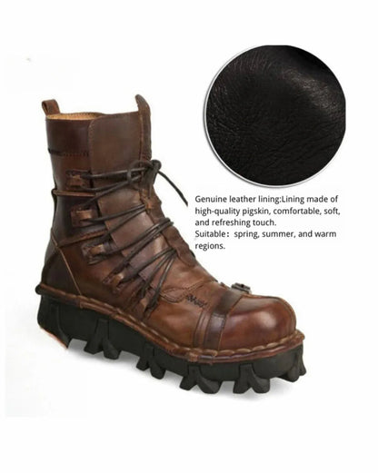 Edgy Unisex Techwear Riding Boots -  motorcycle boots - Unisex Skull Punk Motorcycle Riding Boots