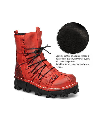 Edgy Unisex Techwear Riding Boots - techwear boots - Unisex Skull Punk Motorcycle Riding Boots