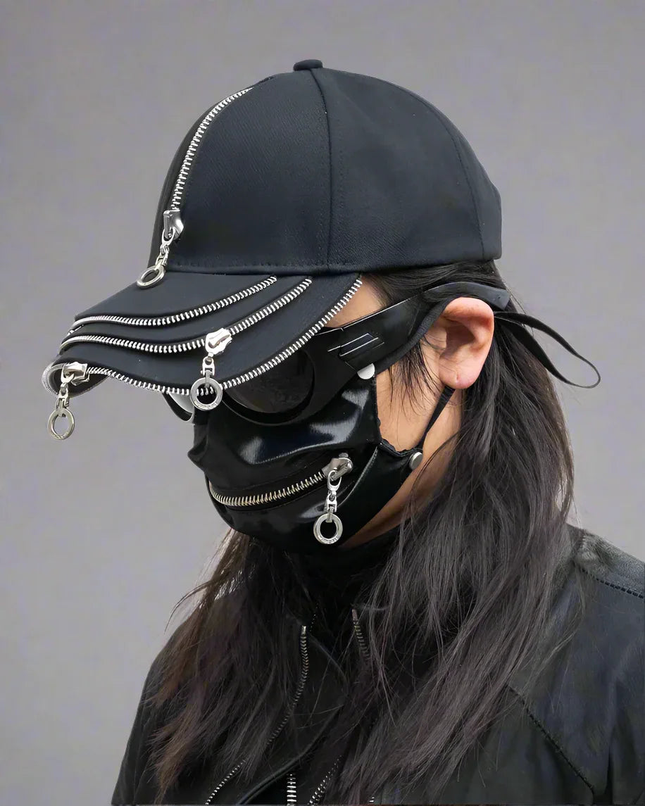 Edgy Zippered Cap for Rebels -  adjustable fit - Edgy Zipper Cap for Style Enthusiasts