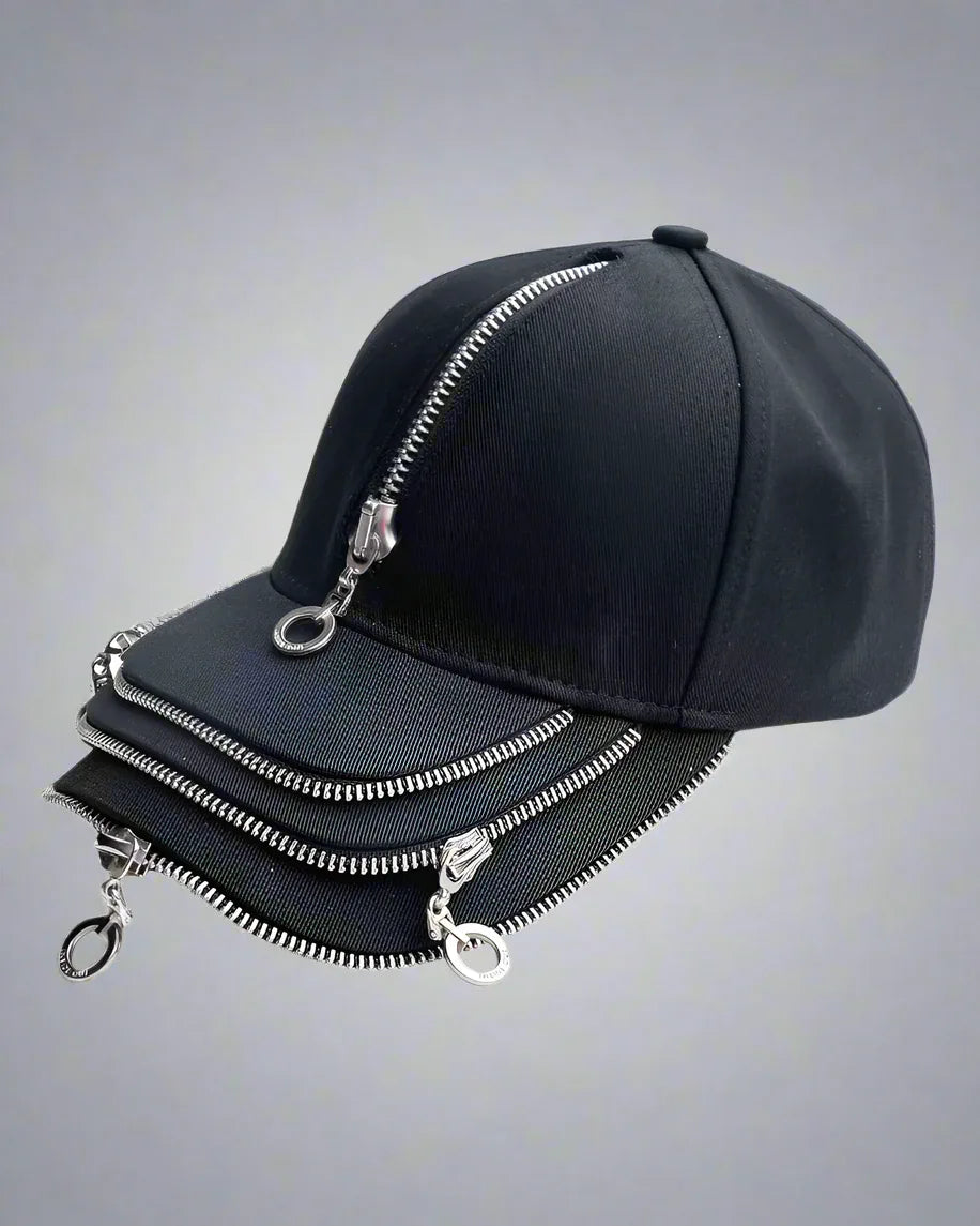 Edgy Zippered Cap for Rebels - stylish cap - Edgy Zipper Cap for Style Enthusiasts