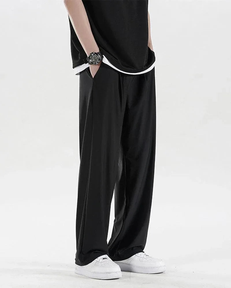 Effortless Chic Wide Leg Trousers -  ice silk pants - Effortless Chic Wide Leg Trousers for Summer
