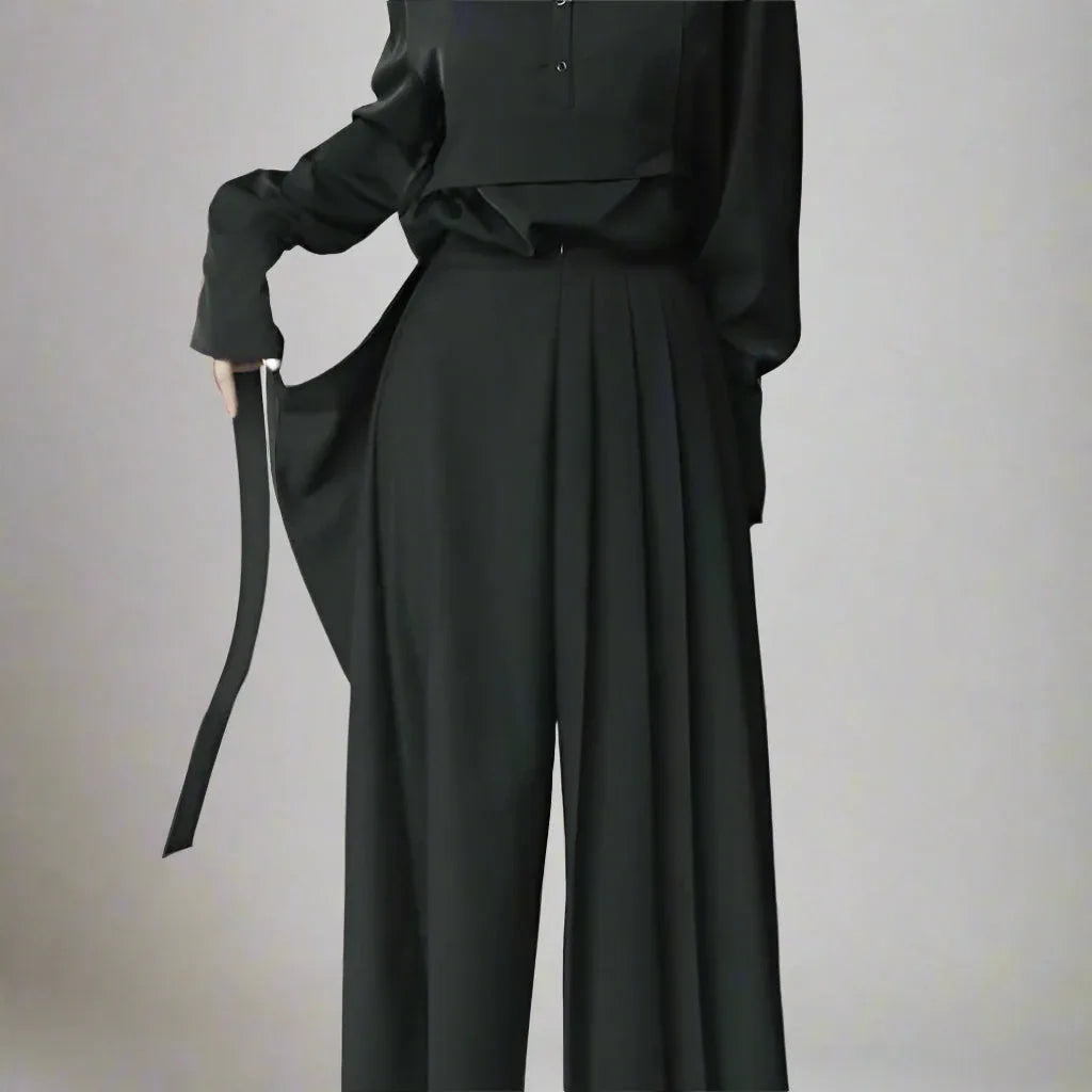 Effortless Elegance Trousers -  ankle length - Elegant Hakama-Inspired Skirt-Style Trousers