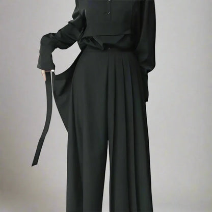 Effortless Elegance Trousers -  ankle length - Elegant Hakama-Inspired Skirt-Style Trousers