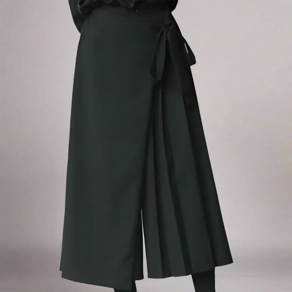 Effortless Elegance Trousers -  comfortable trousers - Elegant Hakama-Inspired Skirt-Style Trousers