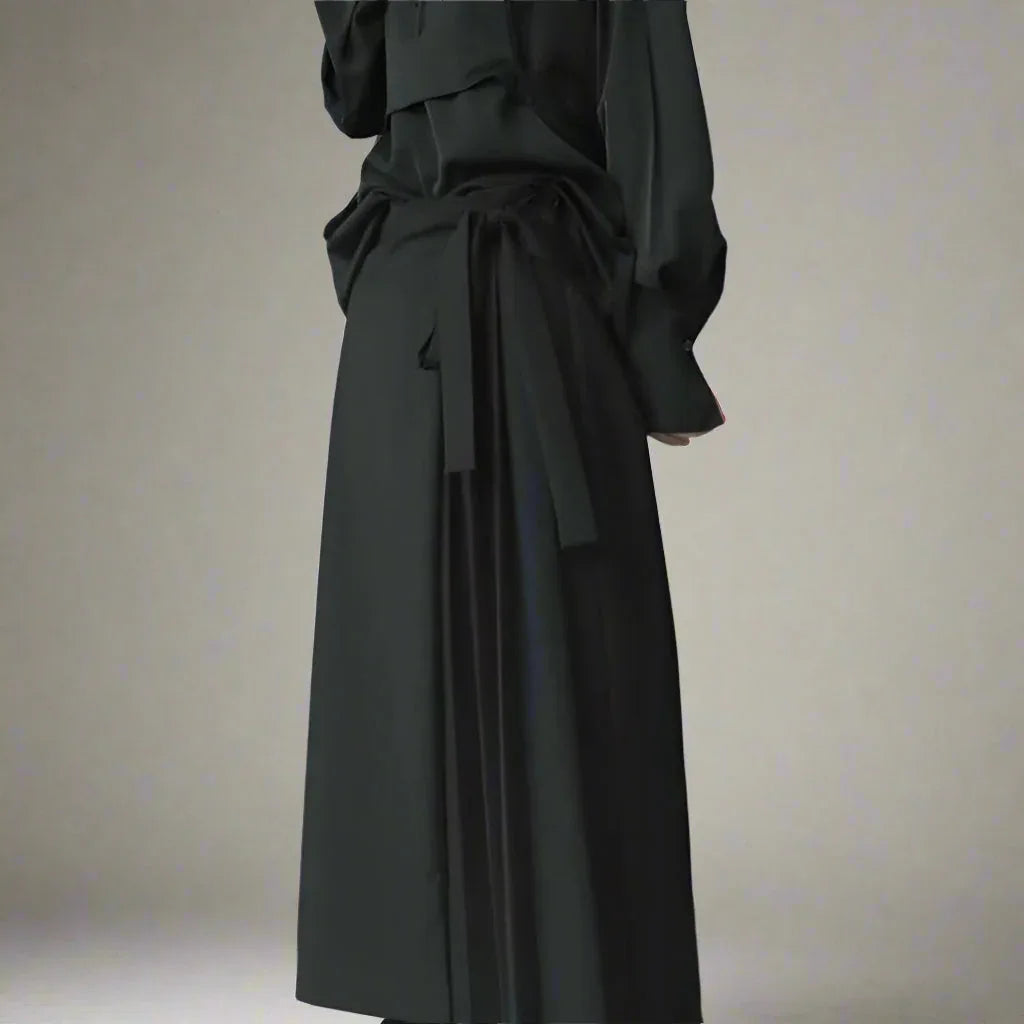 Effortless Elegance Trousers -  polyester trousers - Elegant Hakama-Inspired Skirt-Style Trousers