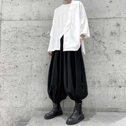 Effortlessly Stylish Harem Pants -  elastic waist pants - Chic Japanese Harem Pants for Effortless Style