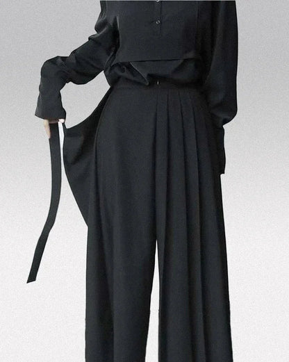 Elegant Black Hakama Trousers -  black trousers - Elegant Black Hakama Trousers for Every Occasion