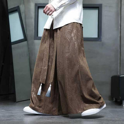 Elegant Hakama Style Trousers -  adjustable waistband trousers - Hakama Style Wide-Leg Trousers for Modern Looks