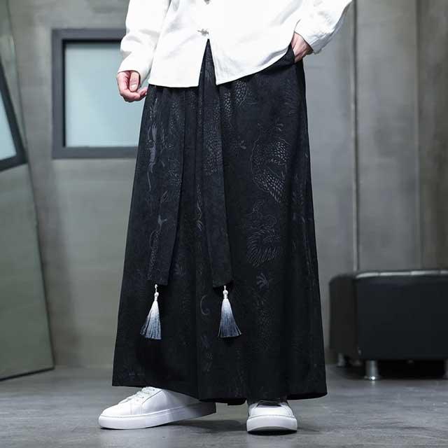 Elegant Hakama Style Trousers -  casual wear - Hakama Style Wide-Leg Trousers for Modern Looks