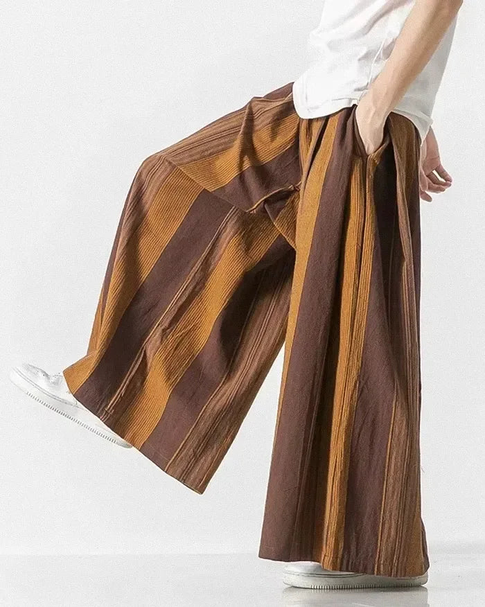 Elegant Japanese Trousers for All -  casual and semi-formal wear - Elegant Wide-Leg Japanese Trousers for Comfort