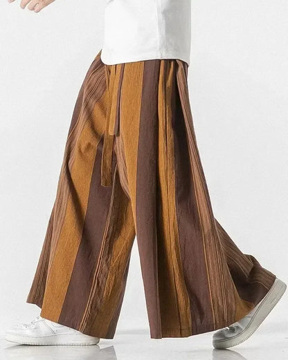Elegant Japanese Trousers for All -  cotton trousers - Elegant Wide-Leg Japanese Trousers for Comfort