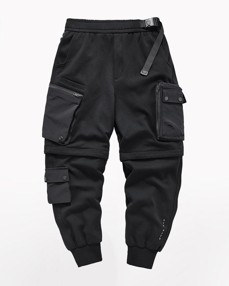 Essential Black Cargo Pants -  adjustable fit - Essential Black Cargo Pants with Detachable Design