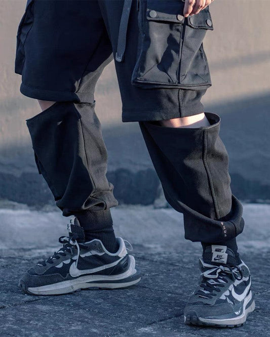 Essential Black Cargo Pants - black cargo pants - Essential Black Cargo Pants with Detachable Design