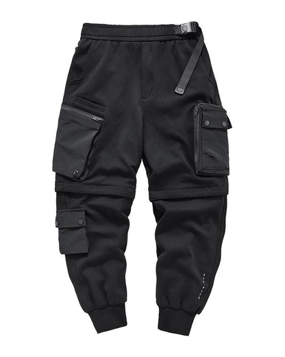 Essential Black Cargo Pants -  cargo pockets - Essential Black Cargo Pants with Detachable Design
