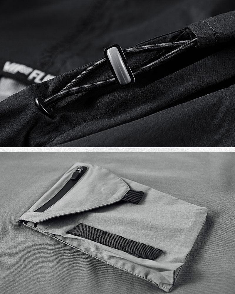 Essential Hooded Tee with Pockets -  gray - Essential Hooded Tee with Convenient Pockets