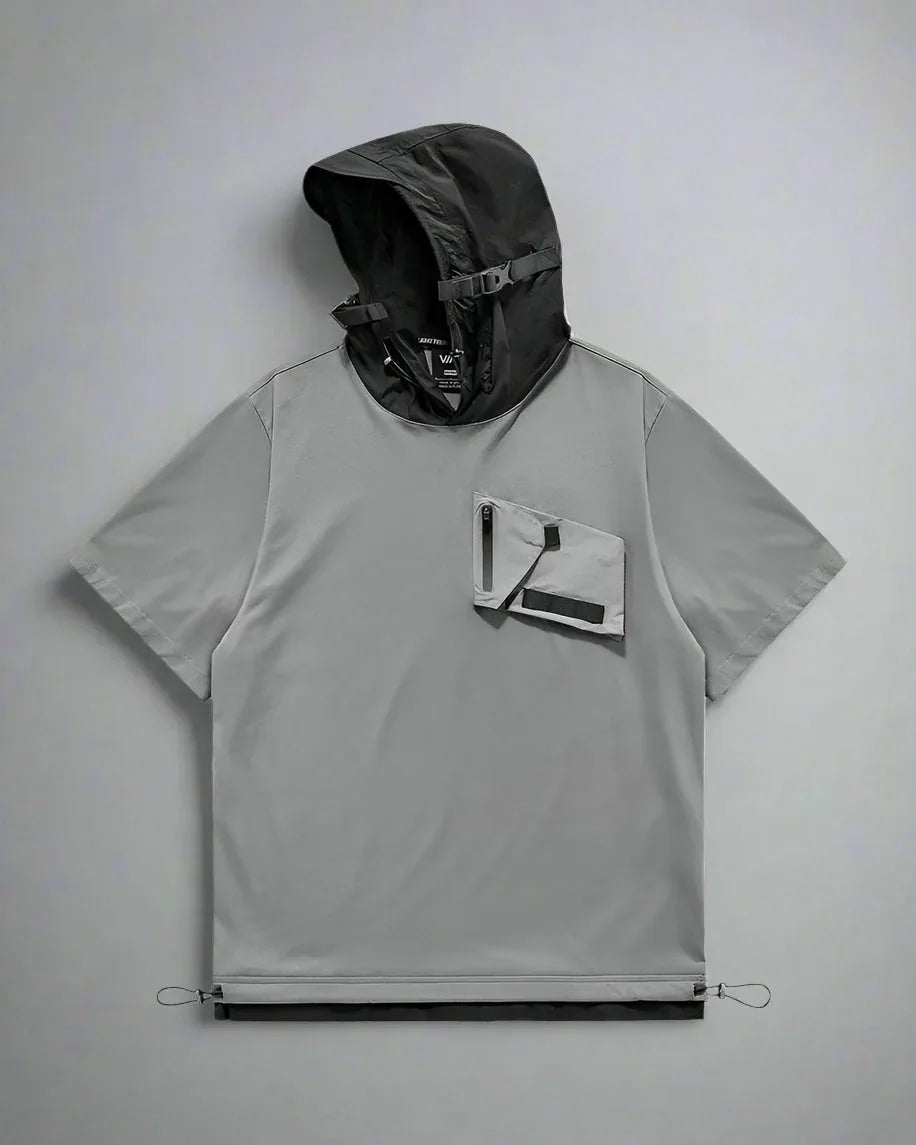 Essential Hooded Tee with Pockets - hooded tee - Essential Hooded Tee with Convenient Pockets
